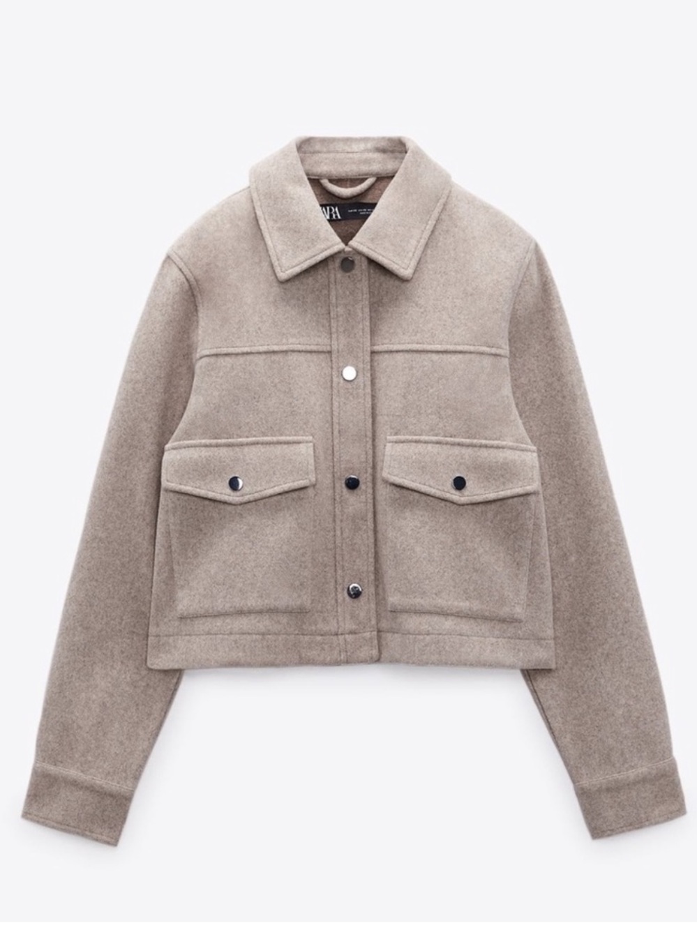 Zara Cropped Taupe Wool Jacket